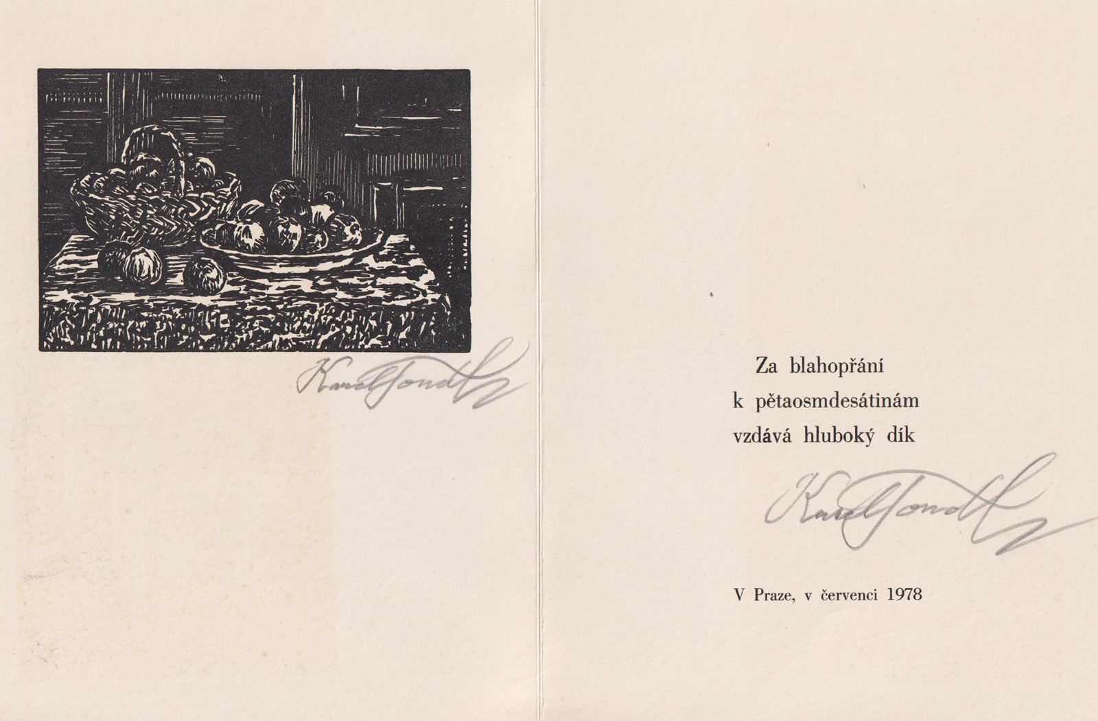 Karel Tondl (1893 - 1980) - Zátiší s ovocem I.