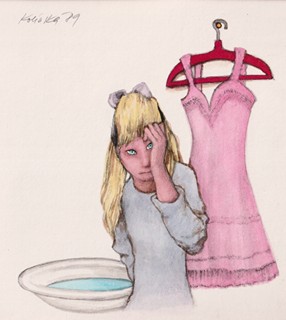 Jitka Kolínská (1930 - 1992) - Dívka s růžovými šaty