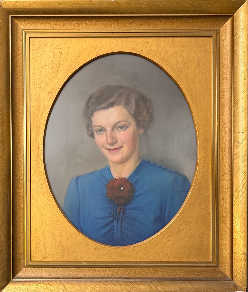 Vít Skála (1883 - 1967) - Portrét dívky v modrých šatech, rok 1935