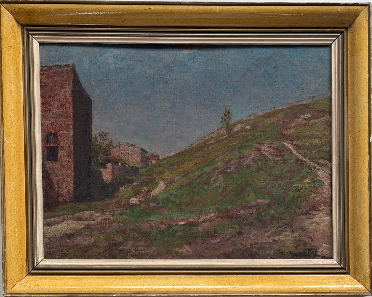 Dvořák František (1862–1927) - Krajina se stavením na kopci