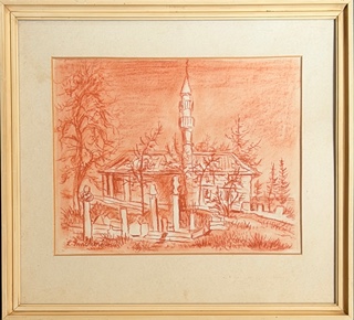 Ludvika Smrčková (1903 - 1991) - Mešita s minaretem a hřbitovem