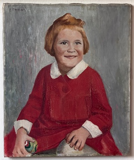 Tittelbach Vojtěch (1900–1971) - Portrét děvčátka v červených šatech