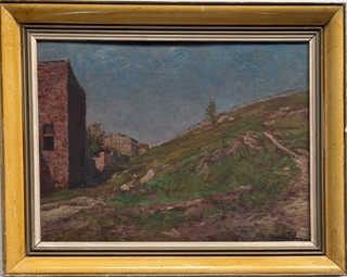 Dvořák František (1862–1927) - Krajina se stavením na kopci