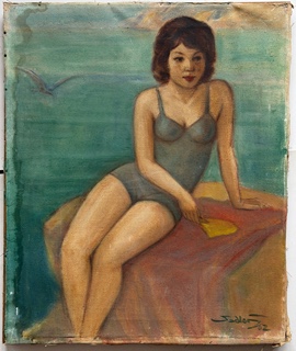 Sedloň Otakar (1885–1973) - Koupající se dívka s vějířem
