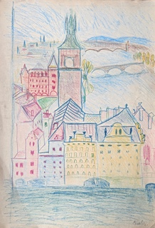 Chaba Karel (1925 - 2009) - Pohled na Prahu (Novomlýnská vodárenská věž)