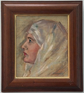 Julie Winterová Mezerová (1893 - 1980) - Profil ženy v šátku