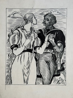 Bílek Alois (1887 -1961) - Milenci v renesančním oděvu (Oboustranná kresba)

