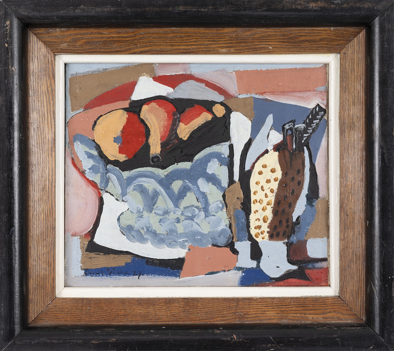 Still life with fruit and bird