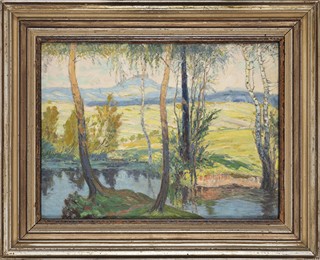 River landscape with castle