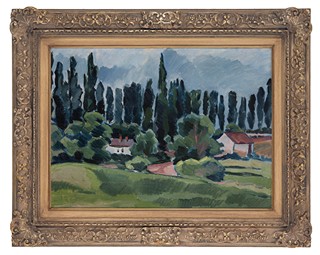 Landscape with poplars