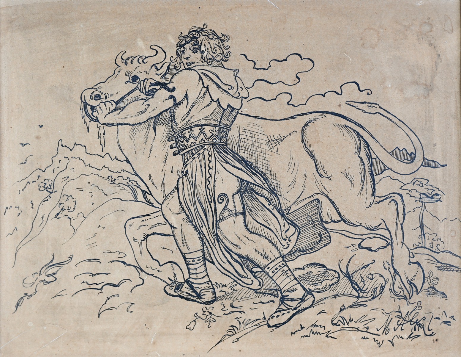 Mikoláš Aleš (1852 - 1913) - Ctirad se zubrem