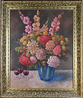 Karel Karas (1882 - 1969) - Kytice jiřin a mečíků
