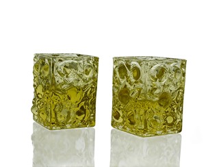 Jiří Brabec (1933-2005) - 2x svícen žlutý, Sklo union Rosice