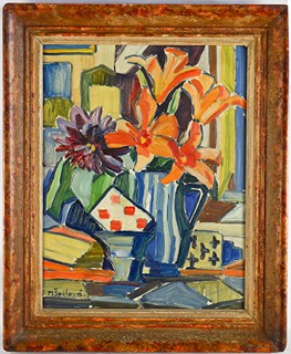 Milada Špálová (1884-1963) - Zátiší s květinami a kartami