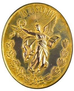 Medaile -Hradec Králové Hospodářská průmyslová a národopisná výstava 1894 (autor: Abraham)