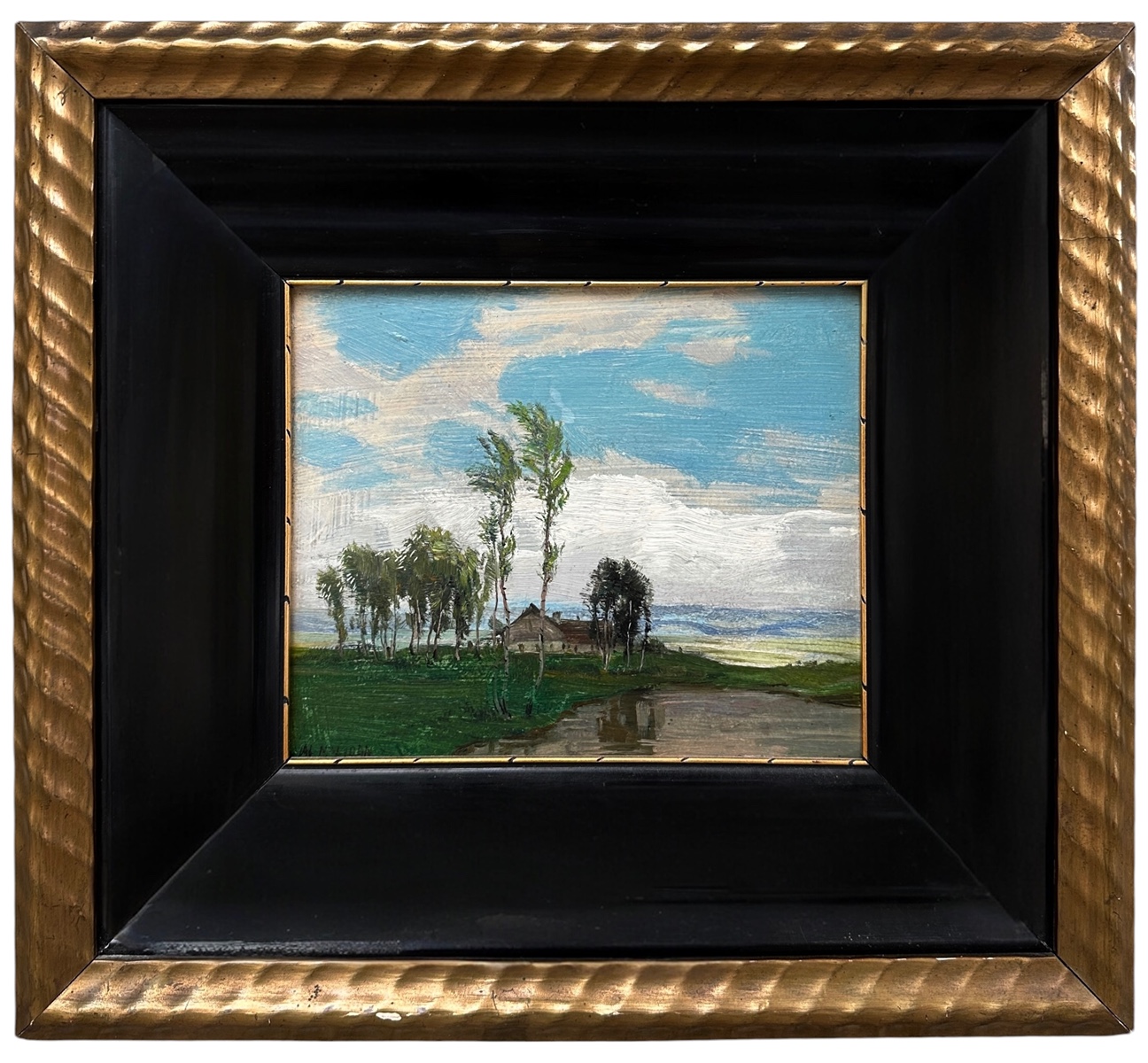 Alois Kalvoda (1875 - 1934) - Kraj s chalupou a rybníkem