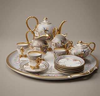 Čajová porcelánová souprava - Karlovy Vary (11 kusů)