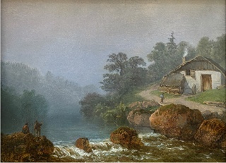 Josef Matěj Navrátil (1798 - 1865) - Krajina s rybáři