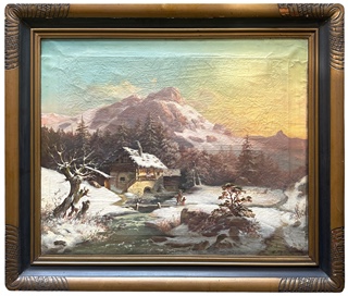 František Skála (1850) - Alpská krajina s mlýnem