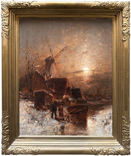 Fox Renardt Desiré Thomassin (1858 - 1933) - Krajina se stafáží a větrnými mlýny