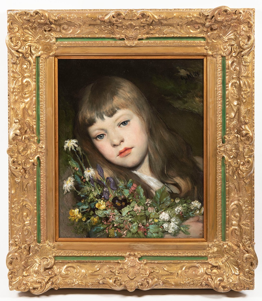 Portrait of a Young Girl with Spring Flowers