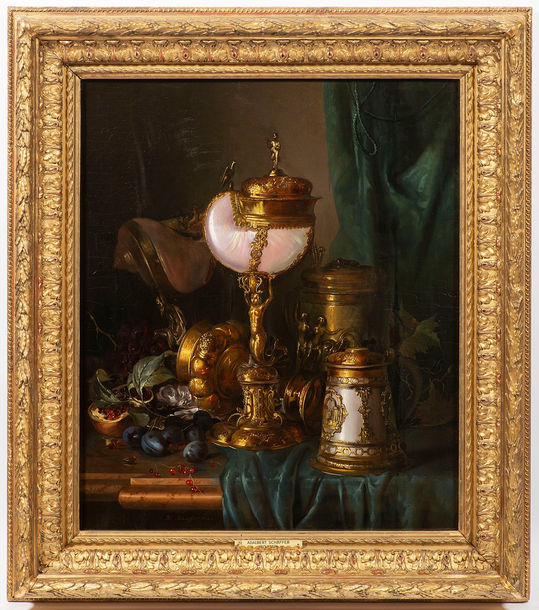 Opulent Still Life with Nautilus Cup and Precious Metalware