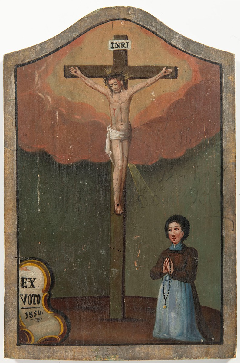 European School Mid-19th Century - Woman in Prayer Before Christ