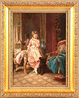 A Moment of Reflection: Young Lady with her Spaniel