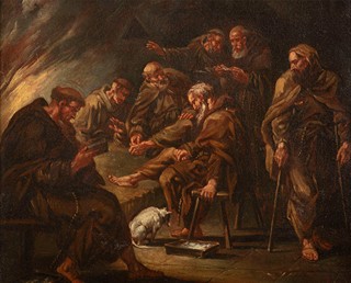Monks by the Fireplace