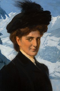 GERMAN SCHOOL (EARLY 20TH CENTURY) - Portrait of a Distinguished Lady in an Alpine Landscape