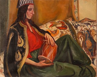 Woman in Orientalist Costume with a Darbuka