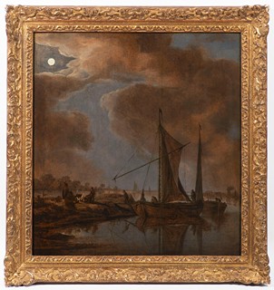 Herman Saftleven - Herman Saftleven (Rotterdam 1608 – 1685 Utrecht) - Nocturnal Landscape with Moon over Water