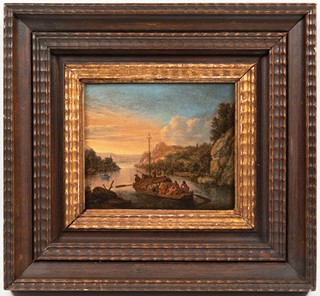 River Landscape with a Laden Rowboat in a Cove