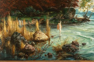 CENTRAL EUROPEAN SCHOOL (LATE 19TH CENTURY). The Water Nymph in a Autumn Coastal Landscape