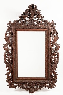 19th Century Elaborately Carved Walnut Wall Mirror