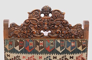 Walnut Armchair with Kilim Upholstery