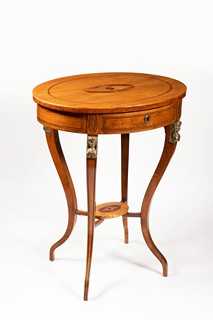 A Biedermeier Inlaid Walnut Work and Sewing Table