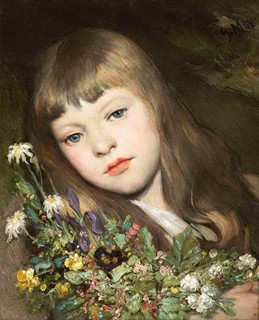 Portrait of a Young Girl with Spring Flowers