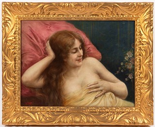 Reclining Beauty (Sensual Beauty Resting on a Cushion)