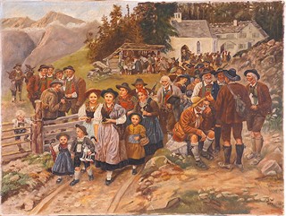 German School 20th Century - Sunday Procession in the Alps
