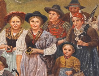 German School 20th Century - Sunday Procession in the Alps