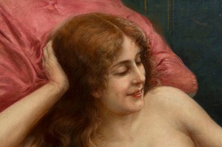 Reclining Beauty (Sensual Beauty Resting on a Cushion)