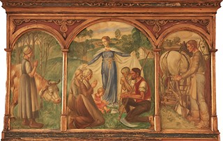 European School First Half of the 20th Century - Triptych: Blessing of the Family and Rural Labor