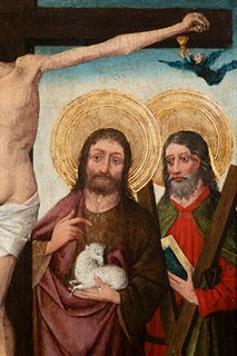 German Master, 15th Century - The Crucifixion with Saints and Donors