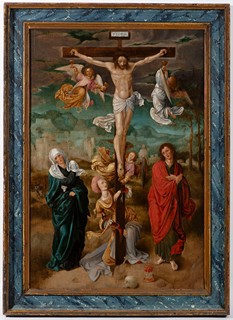 Attributed to Jan de Beer (c. 1475 – 1520/28) - The Crucifixion with the Virgin Mary, Saint John, Saint Mary Magdalene, and Angels