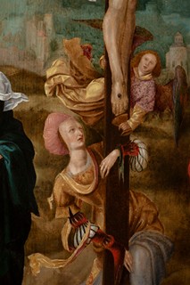 Attributed to Jan de Beer (c. 1475 – 1520/28) - The Crucifixion with the Virgin Mary, Saint John, Saint Mary Magdalene, and Angels