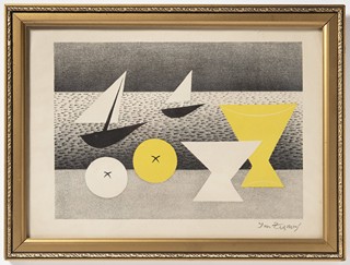 STILL LIFE WITH VASES, BOATS AND APPLES