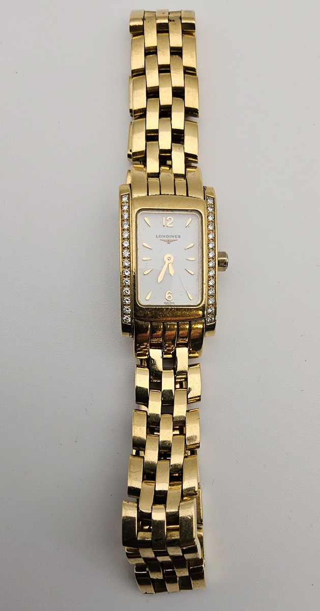 Dámské zlaté hodinky Longines DolceVita s diamanty – Au 750/1000
