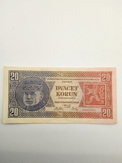 Alois Mudruňka (1888 - 1956) - ČESKOSLOVENSKO – 20 KORUN 1926, SÉRIE Pe, RAŠÍN A ŠTEFÁNIK, neperforovaná