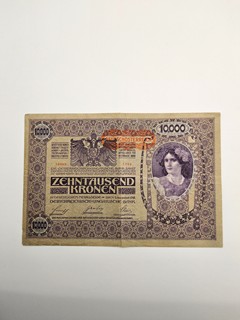 RAKOUSKO – 10 000 KORUN 1918, PŘETISK DEUTSCHÖSTERREICH